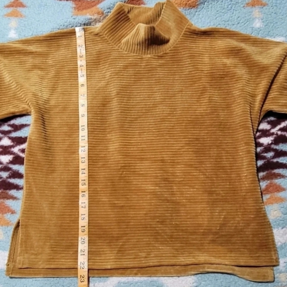 Madewell Texture & Thread Velour Corduroy Mockneck Top in mustard Color Medium - Picture 9 of 10